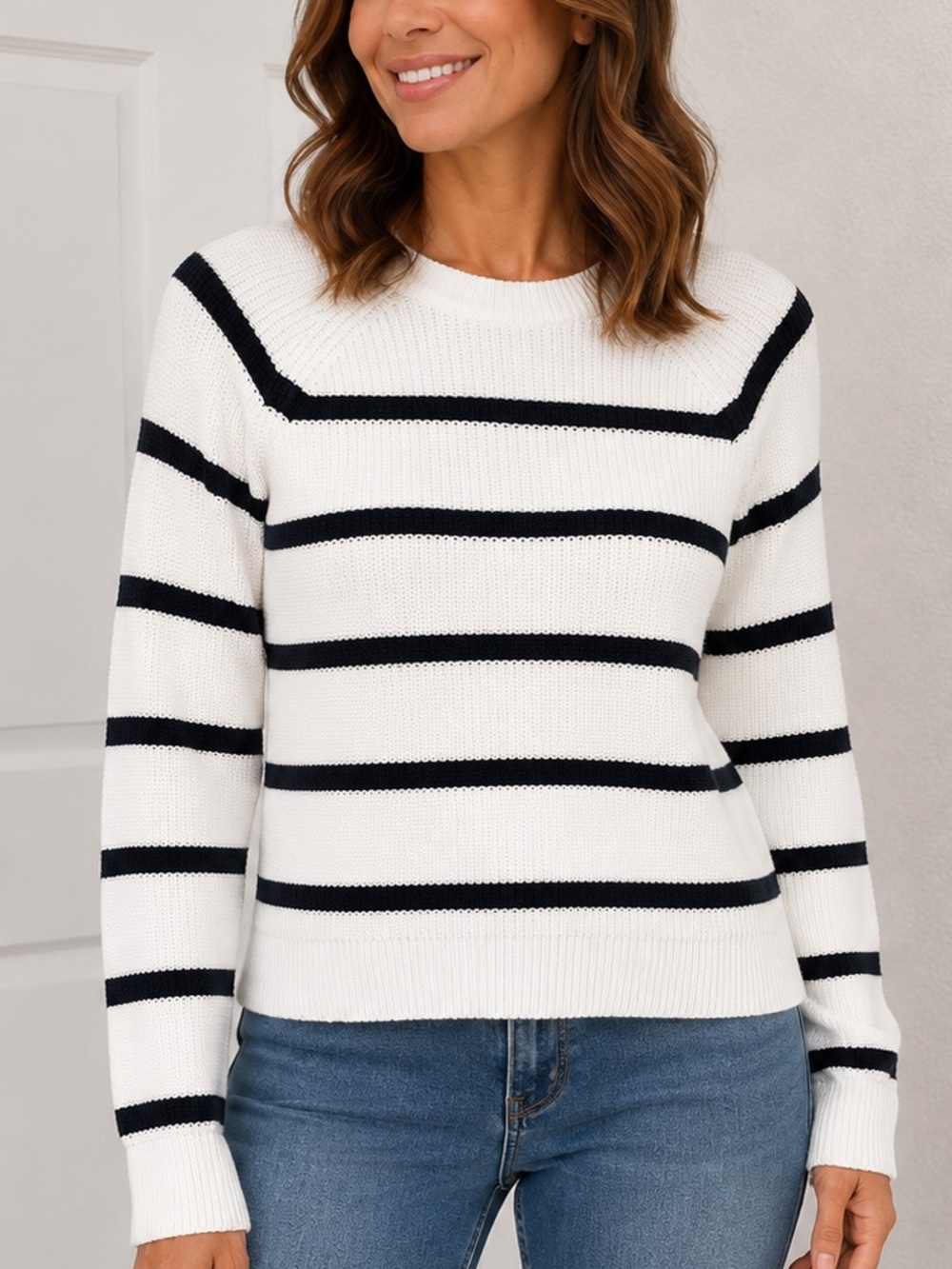 Banana Republic cotton polyester blend striped nautical Sweater LP
